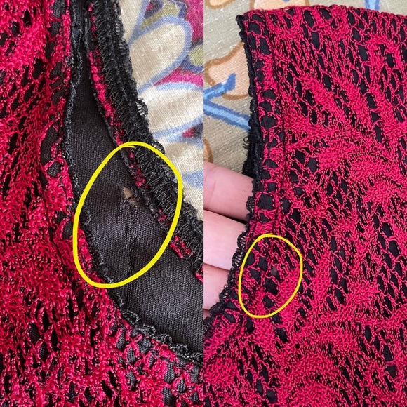 Vintage C.J. Elliot Crochet Lace Red Short-Sleeve Midi Dress Size 8 - Picture 8 of 9